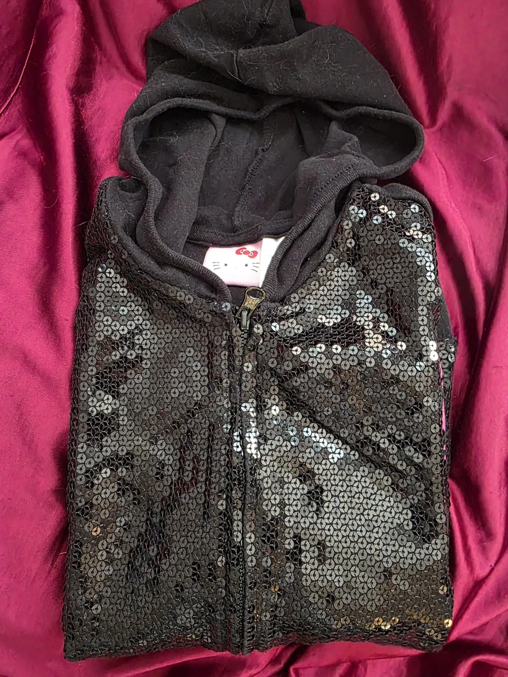 Hello Kitty Girls' 10-12 Pink & Black Sequin Hoodie